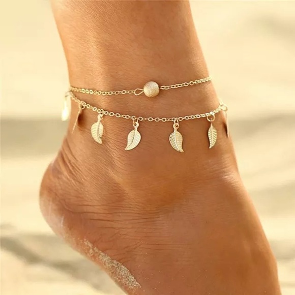 Jewelry - Boho Style Leaf Anklets - Gold or Silver Options